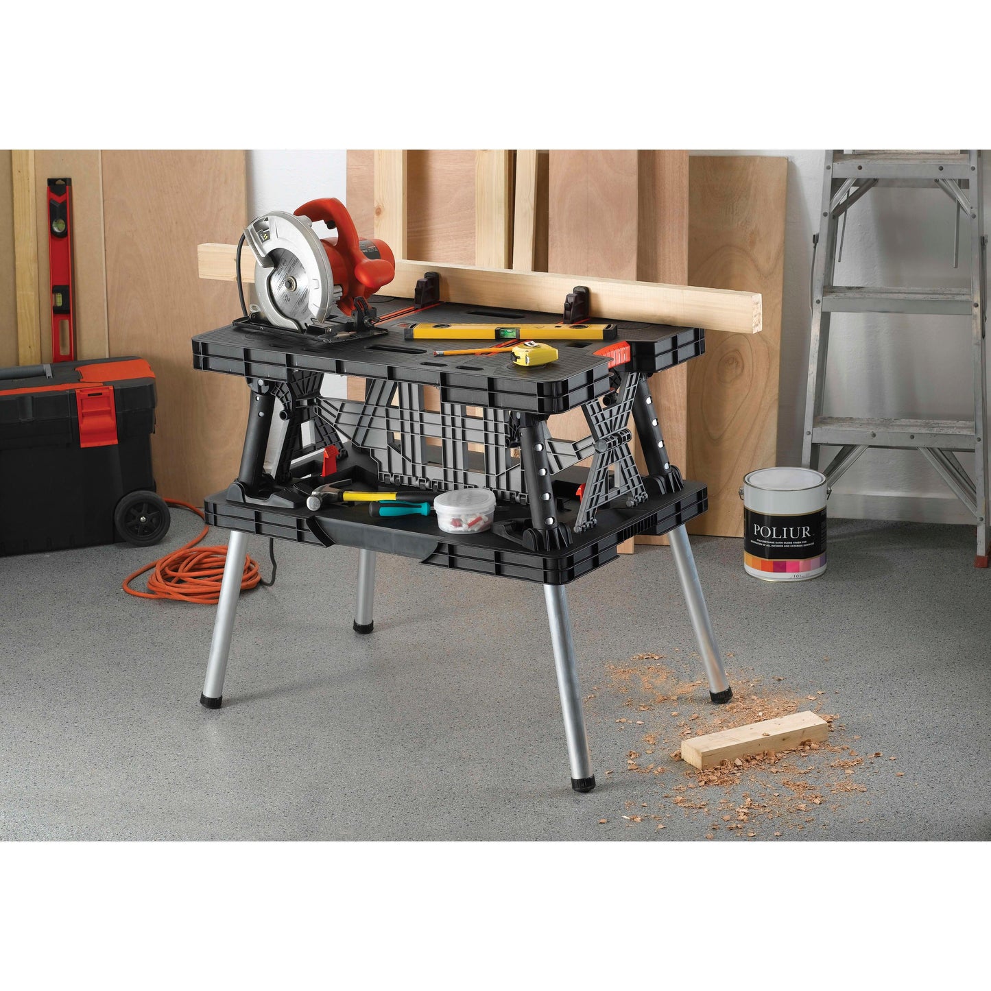 Keter Folding Work Bench – Portable Heavy-Duty Workstation with Quick-Fold Design